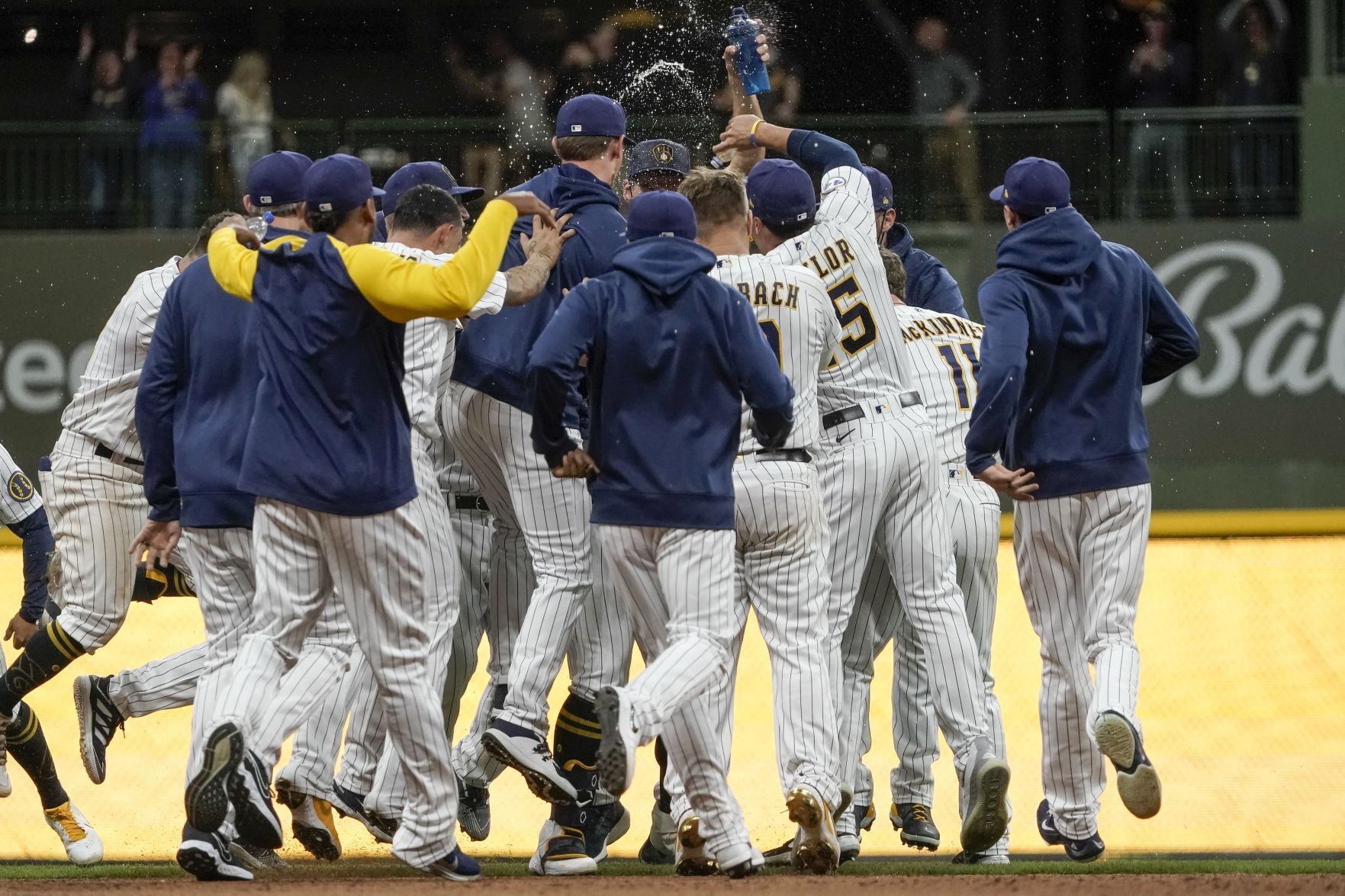 Dodgers Brewers - Travis Shaw celebration